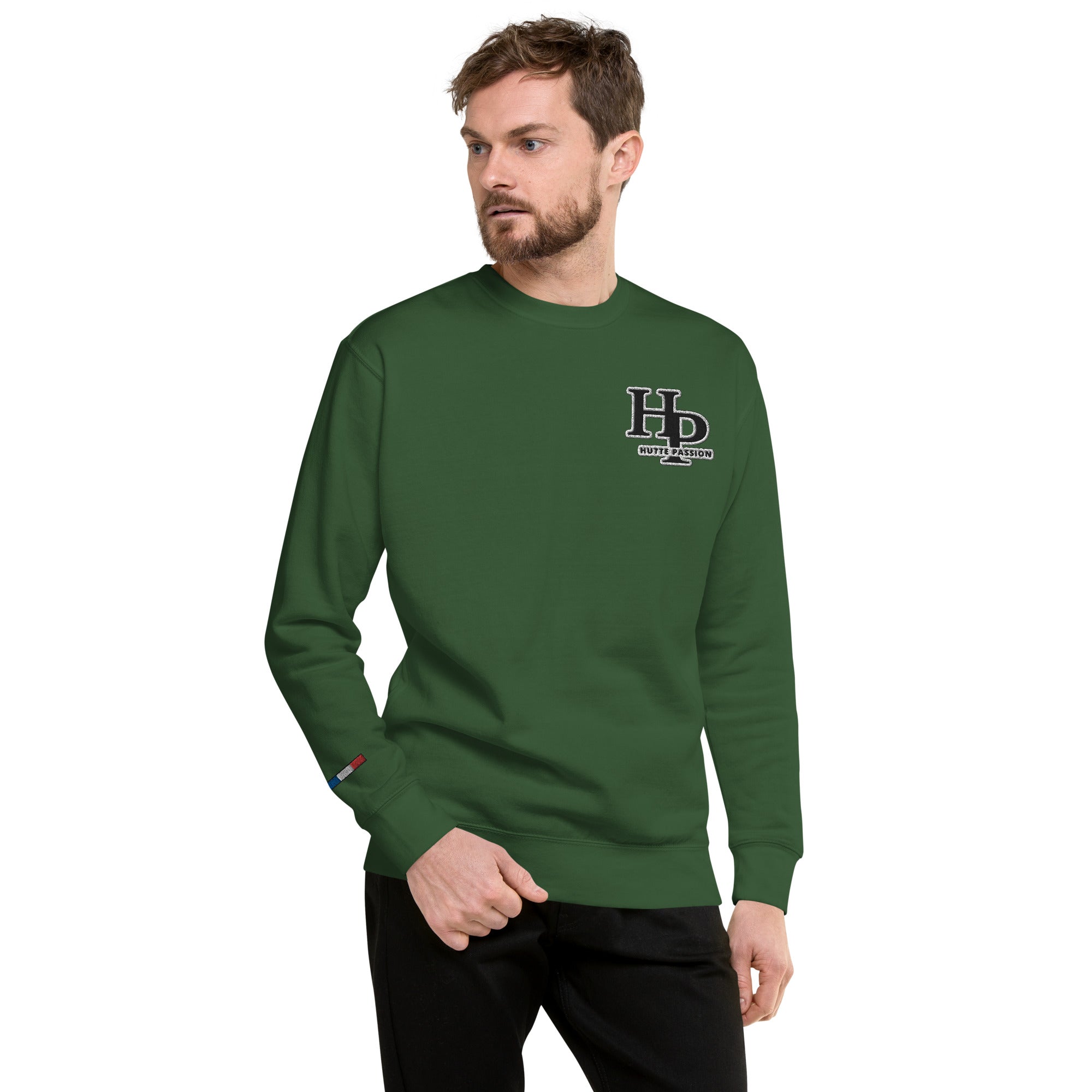 Collection Black : Sweat à col rond broderie plus poignet