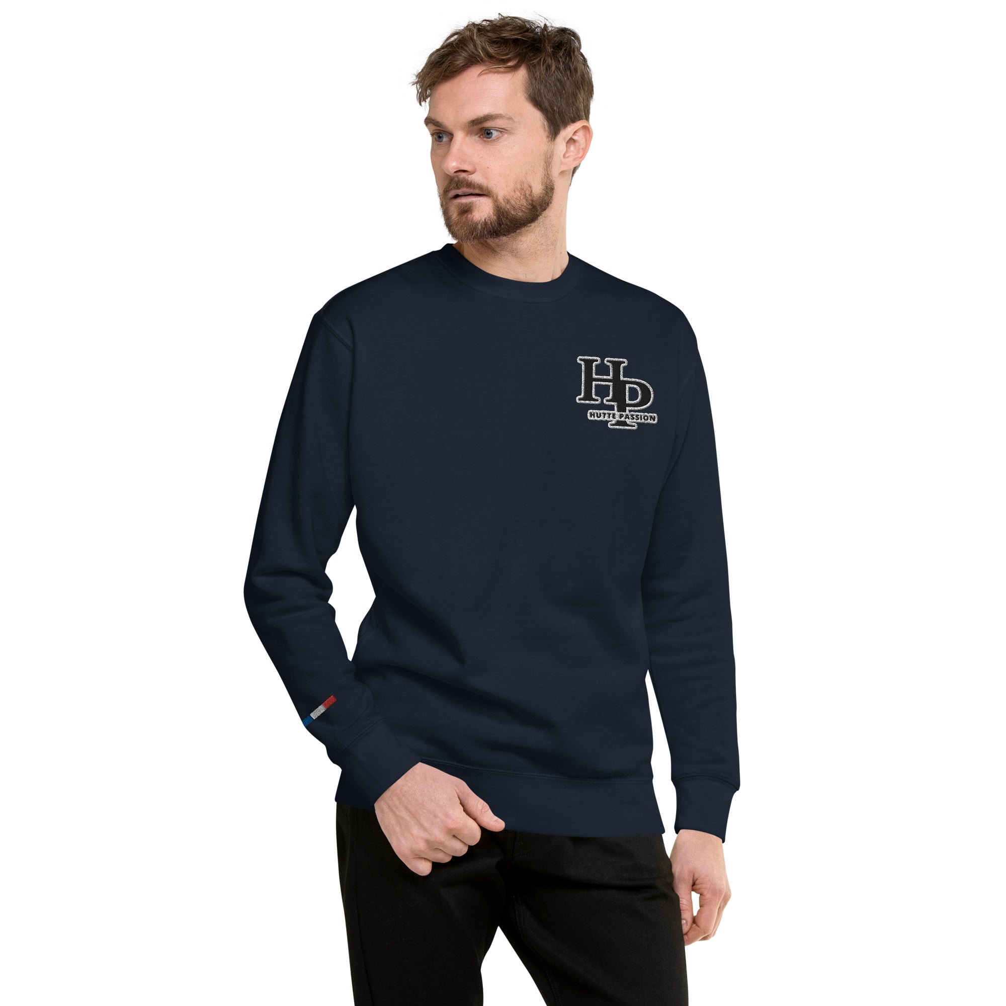 Collection Black : Sweat à col rond broderie plus poignet