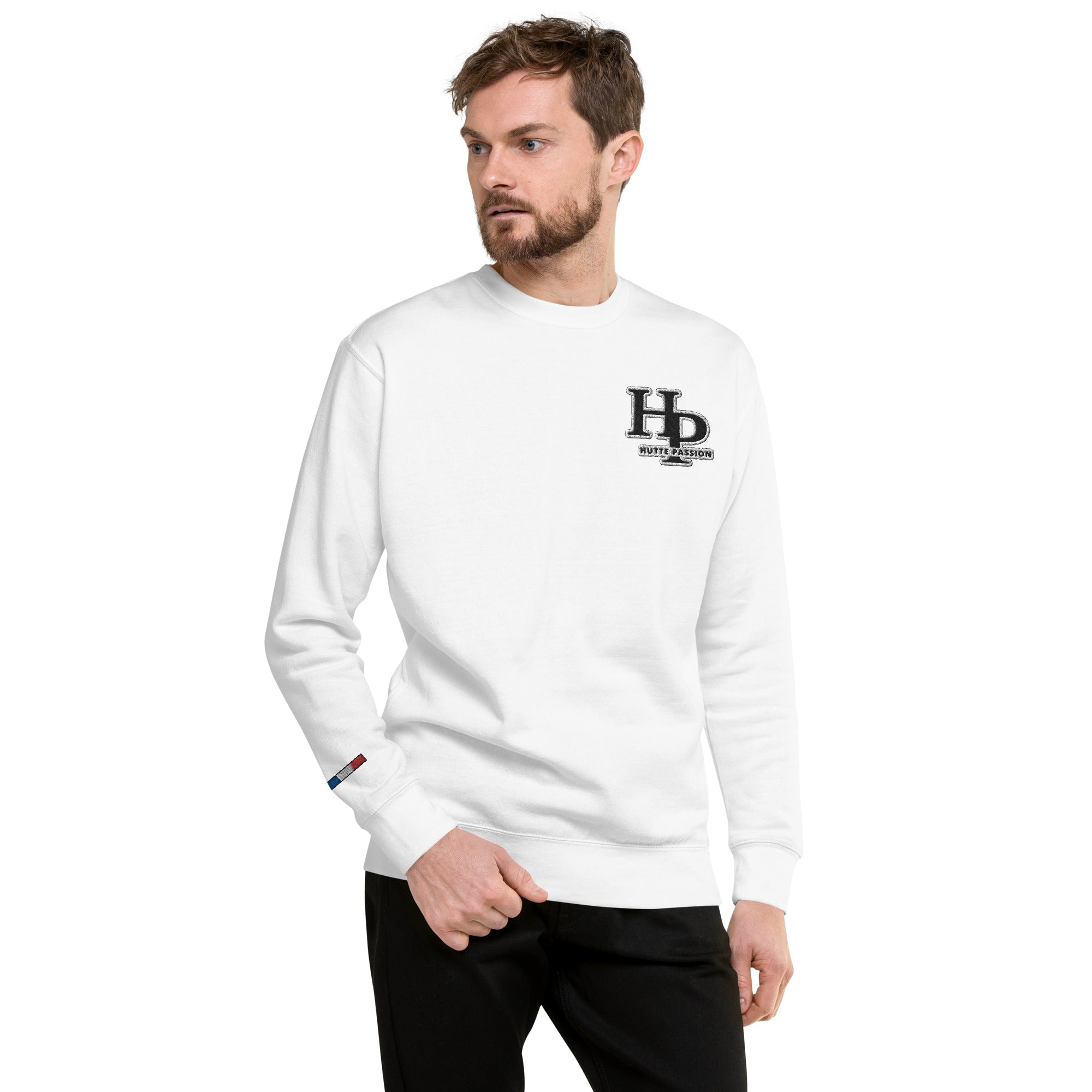 Collection Black : Sweat à col rond broderie plus poignet